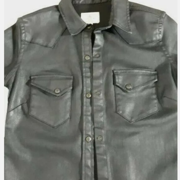 Adriano Goldschmied AG Womens Black Waxed Shirt Jacket Size XS - Picture 4 of 9